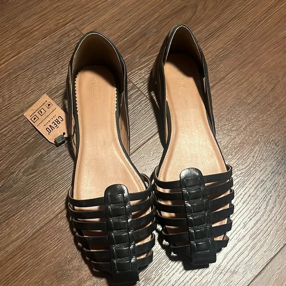 Anthropologie Crevo Black Woven Sydney Flats Boho. Size 10 - Picture 2 of 6